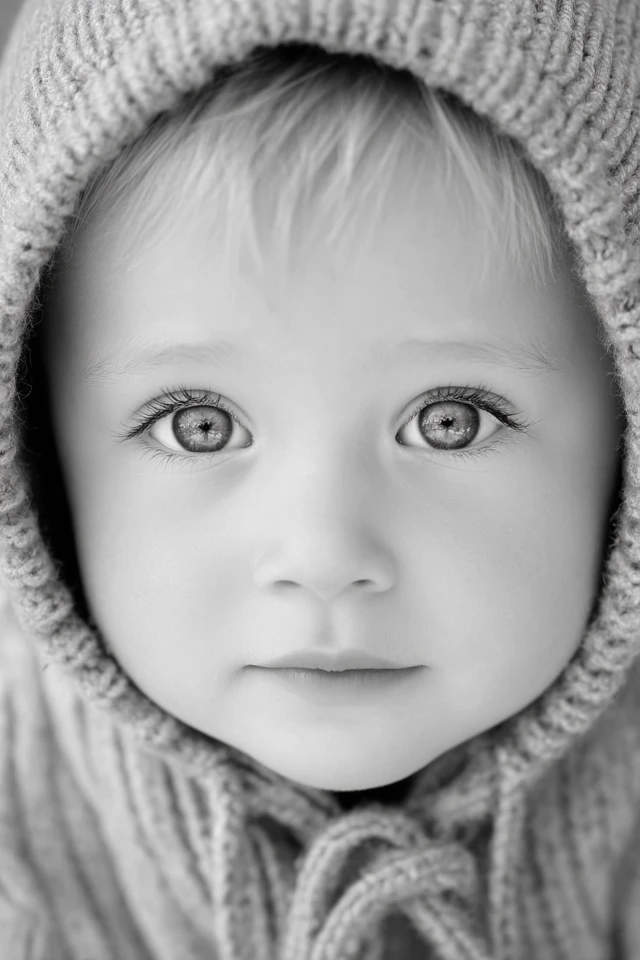 Swedish Baby Boy Black and White Portrait