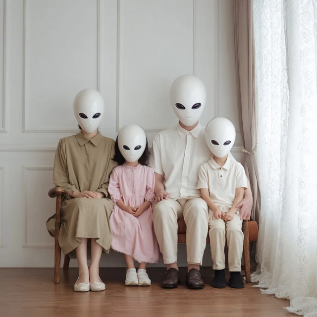 Alien Family Portrait with Masks