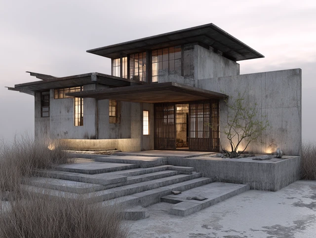 Modern Concrete Architecture Japanese Inspired