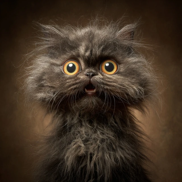Funny Furry Cute Cat 3D Illustration