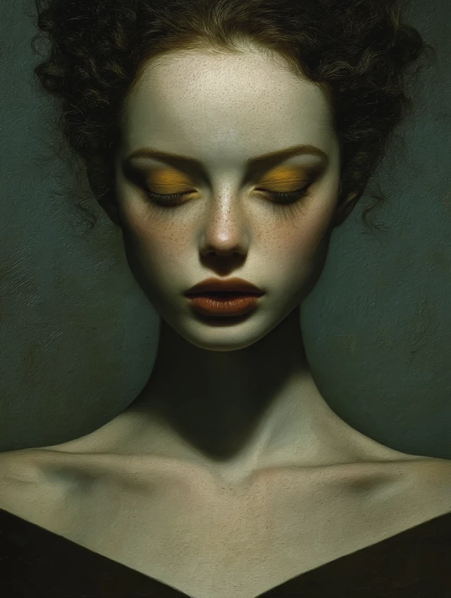 Elegant Portrait Ethereal Beauty Painterly Style