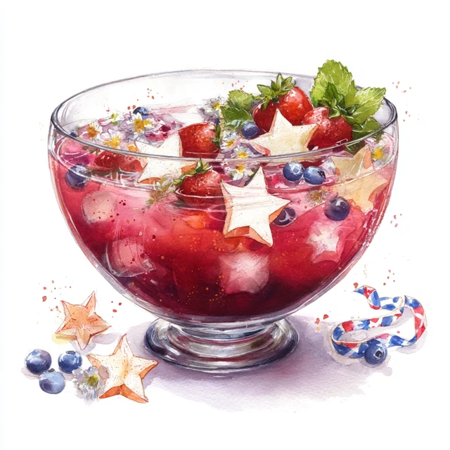 Watercolor Berry Punch Patriotic Decor