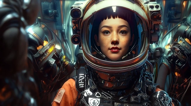 Astronaut Portrait Futuristic Cyberpunk Image