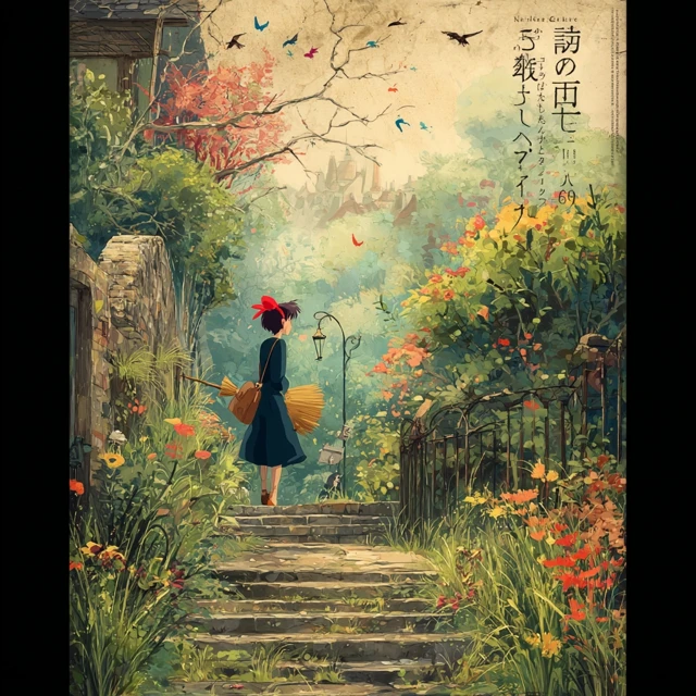 Kikis Delivery Service Ghibli Style Poster