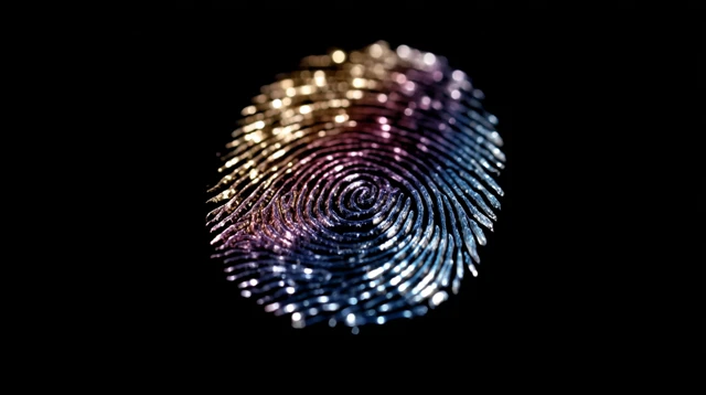 Glowing Fingerprint Impression on Black