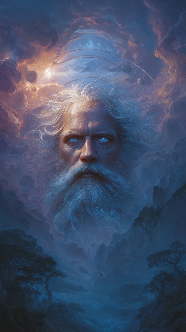 Wise Man in Cosmic Cloud Celestial Art