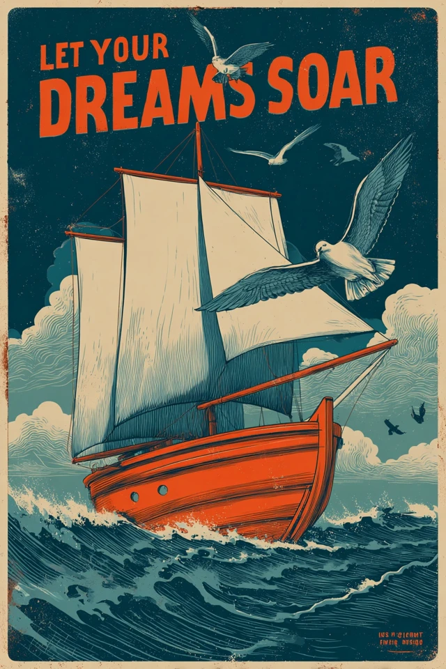 Dreams Soar Vintage Poster Art