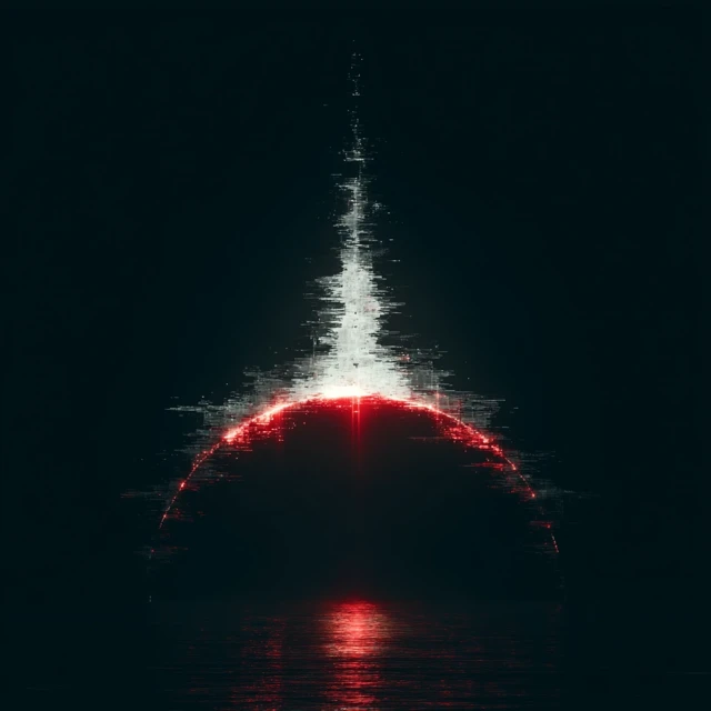 Glitchy Alien Frequency Emblem Crimson and Black