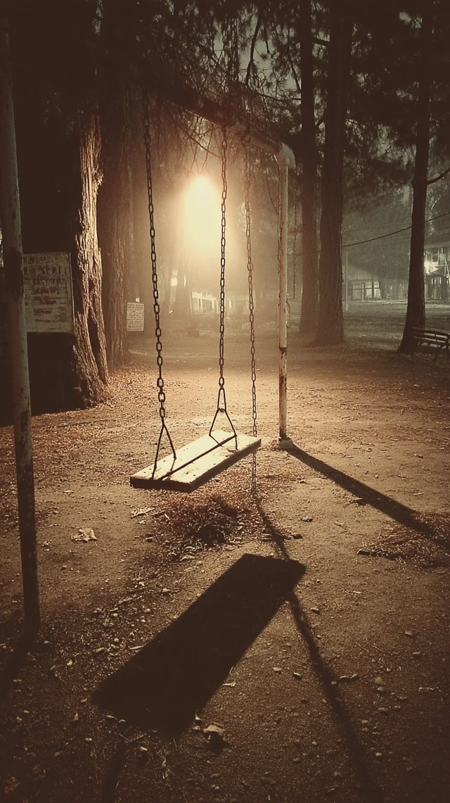 Abandoned Playground at Night Haunted Photo