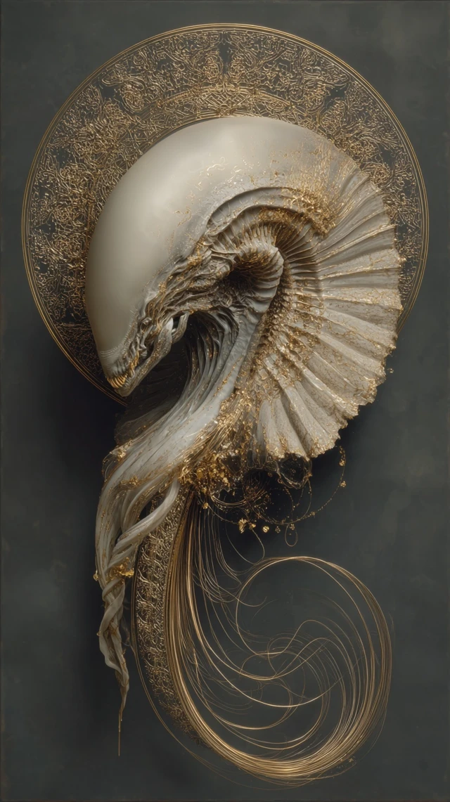 Biomecha Alien Symbiosis Inspired by Giger and Beksinski