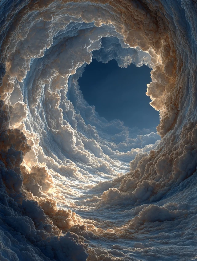 Cloud Tunnel Skyscape Golden Light Hyperrealism