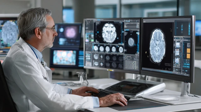Doctor Analyzing Medical Scans CT MRI