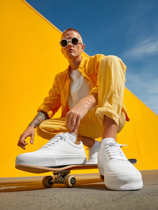 Skateboarder in White Sneakers Product Photo