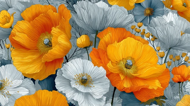 Vibrant Floral Pattern Art Deco Design