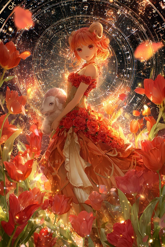 Anime Girl Aries Zodiac Fantasy Art