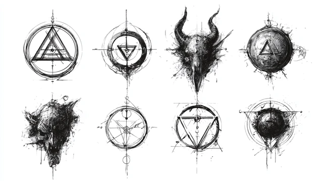 Occult Symbols Ink Art in Scott Buoncristiano Style