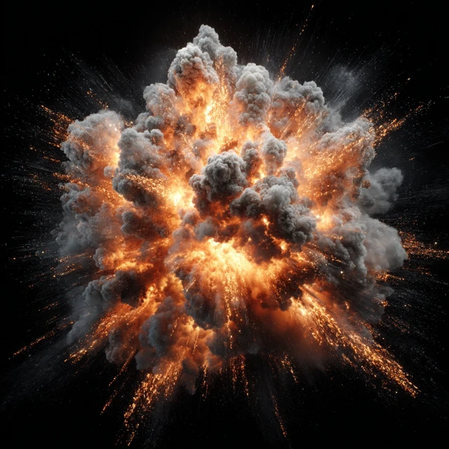 Explosive Detonation Frozen in Time 8K Rendering