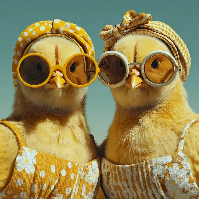 Adorable Baby Chickens Fashionistas Summer Beach