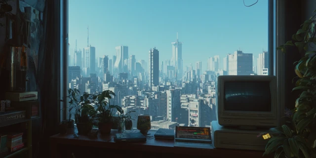 SciFi Tokyo Apartment Window View