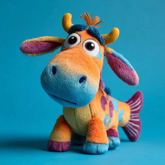 Fantasy Plush Toy Pixar Style with Cow Head Elephant Legs