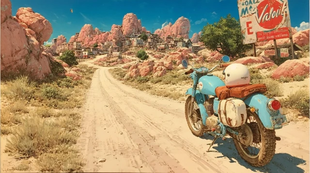 Fallout Desert Road Motorcycle Retro