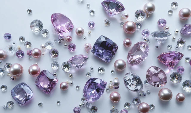 Sparkling Crystals and Pearls Flat Lay