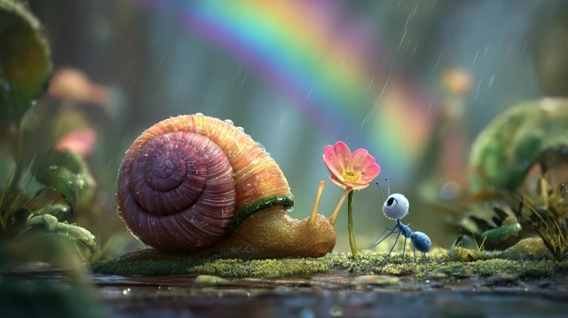 Snail and Ant Friendship Under a Rainbow