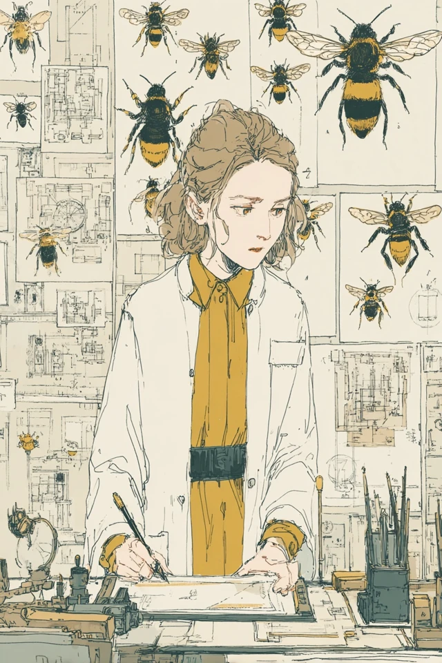 Architecture Student Drawing Bees Illustration
