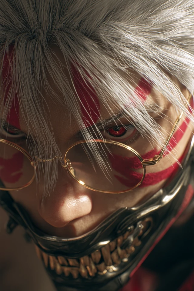 Ultra Realistic Anime Character with Metallic Mask