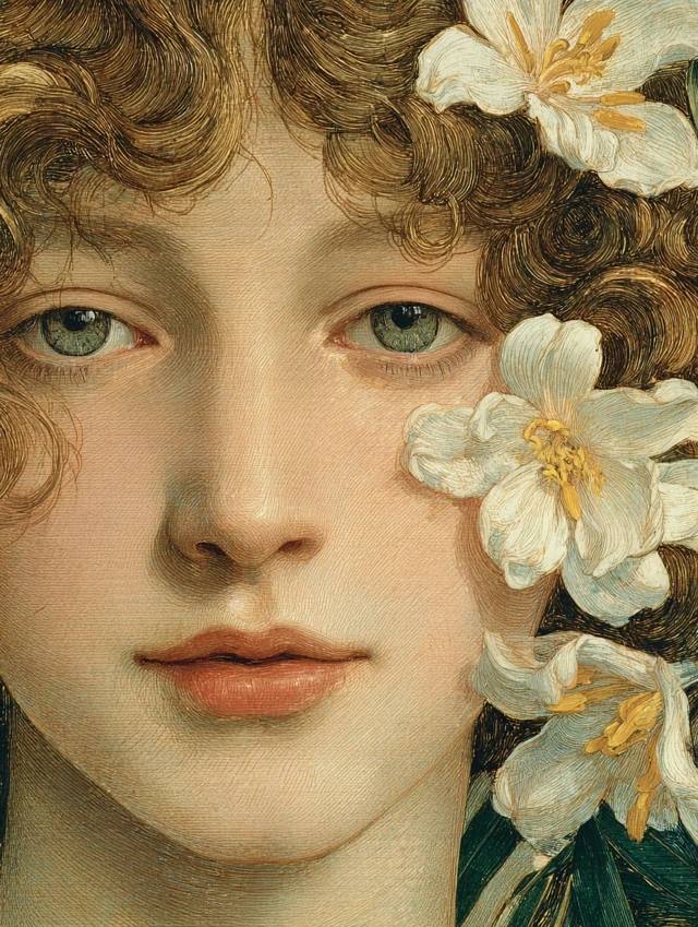 Botticelli Style Woman with Jasmine Painting