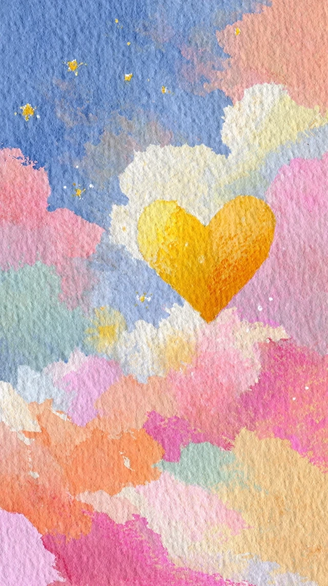Watercolor Heart in Pastel Clouds Album Art