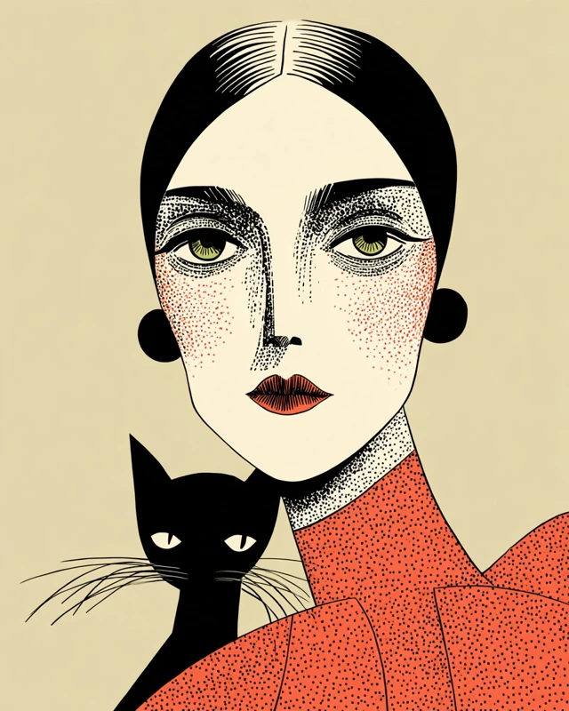 Matisse Portrait Woman and Cat Bold Colors