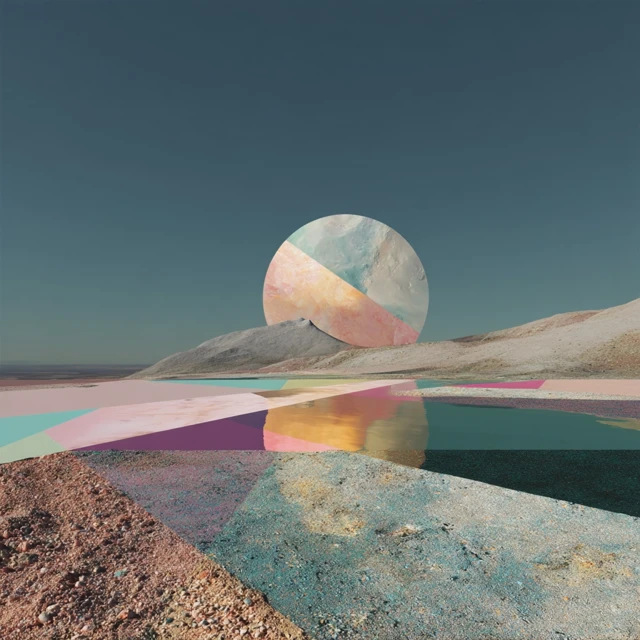 Abstract Pastel Alien World with Geometric Designs