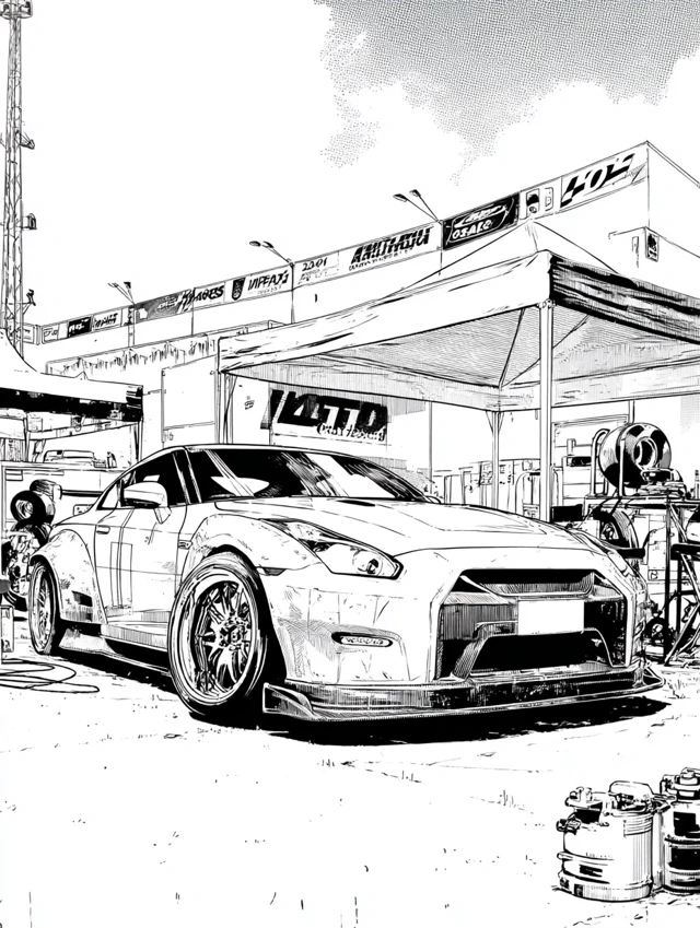 GT Car Coloring Book Race Car Illustration