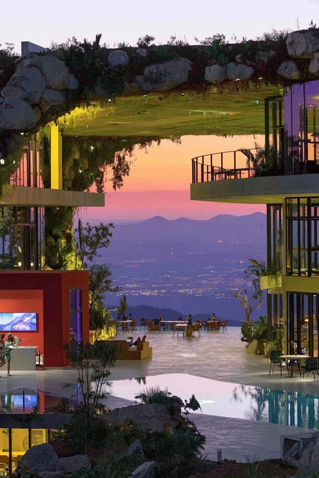 Architects Sunset Balcony Drawing Reflection