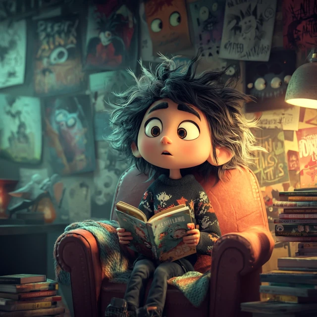 Spooky Storytime Pixar Inspired Character Illustration
