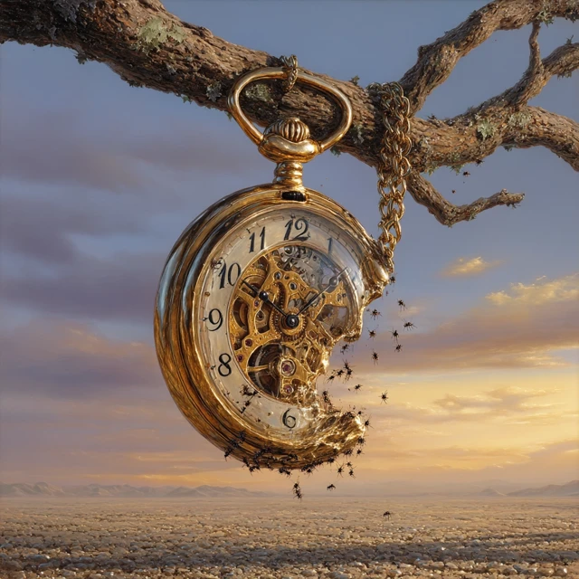 Surreal Pocket Watch Oil Painting