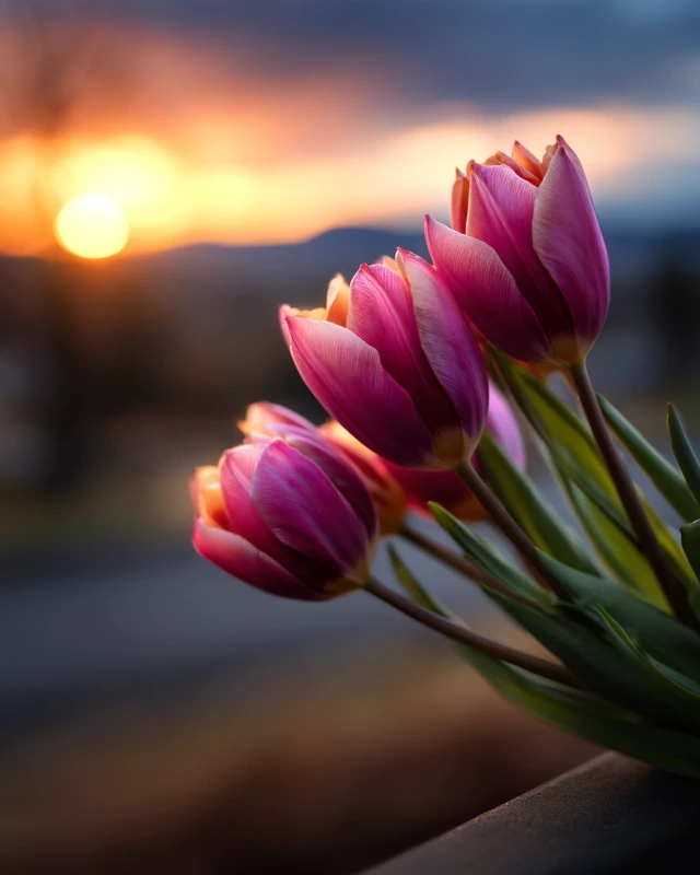 Tulips at Sunset A Beautiful Nature Photography