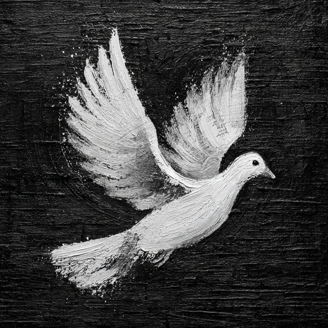 Joyful Dove Acrylic Painting Monochrome Art