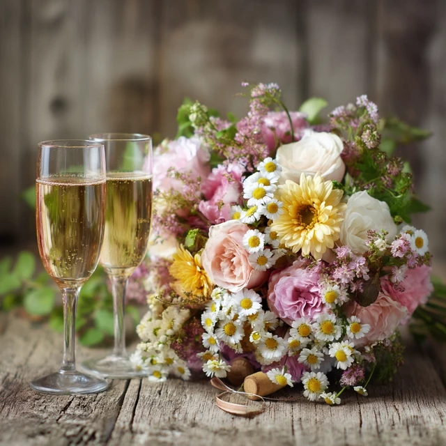Mothers Day Bouquet Champagne Toast