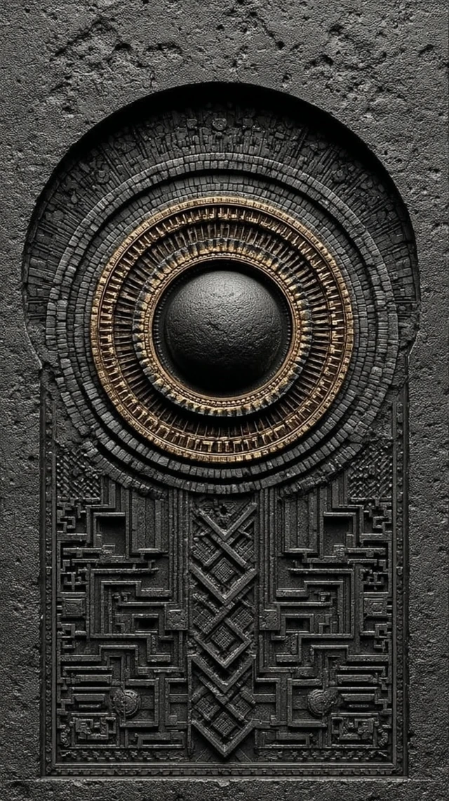 Brutalism Industrial Door Panel with Geometric Relief
