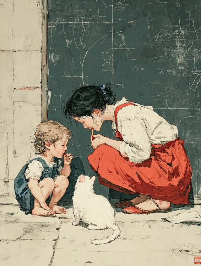 Shared Popsicle A Touching Chalkboard Illustration