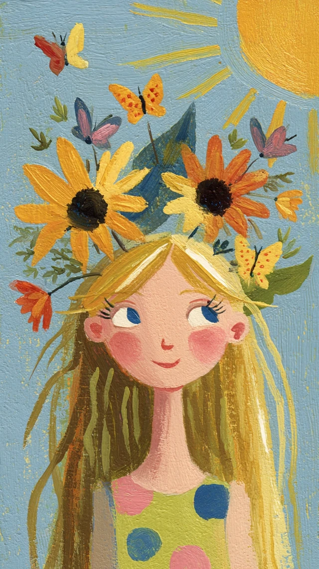 Summer Girl Portrait Gouache Art