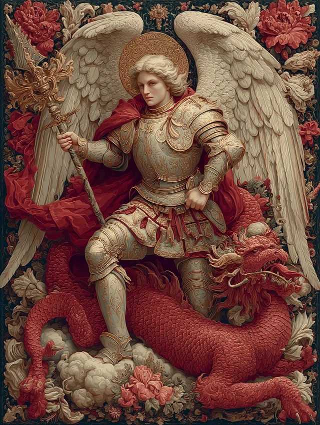 Saint Michael Archangel vs Dragon Chiaroscuro