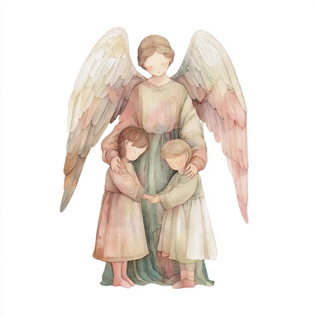 Guardian Angel Illustration for Baby Room Decor