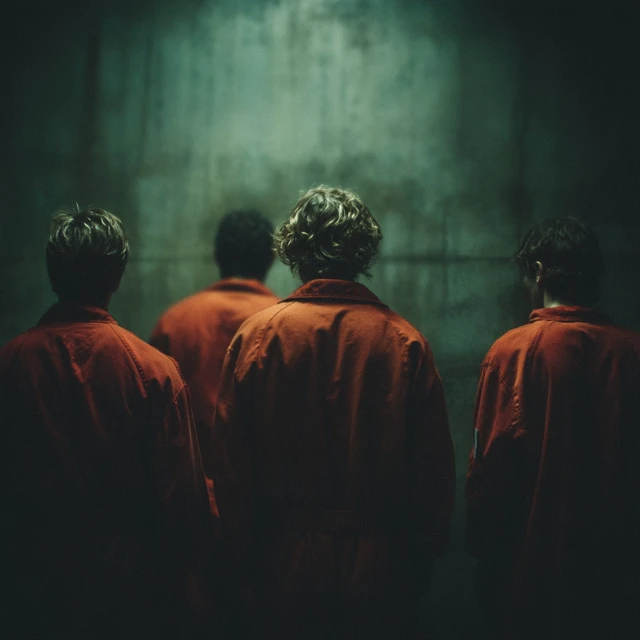 Prisoners Against a Wall Dramatic Photo