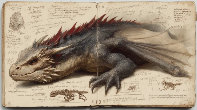 Dragon Anatomy Study in Leonardo da Vinci Style