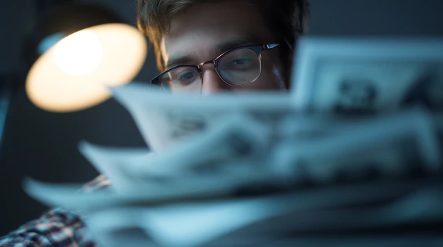 Stressed Young Adult with Financial Worries
