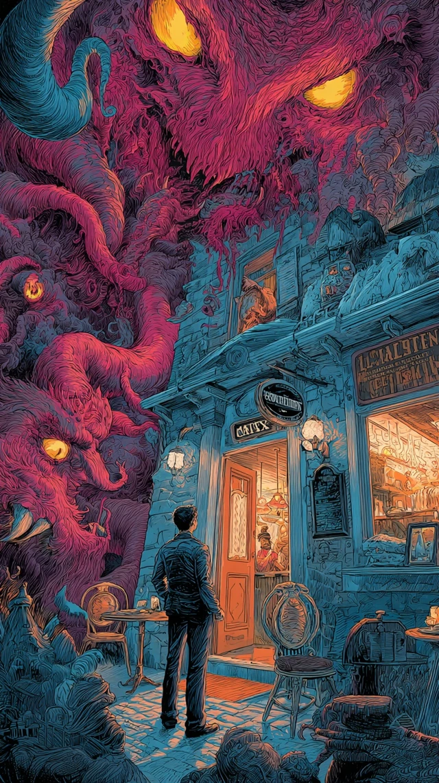 Lovecraft Cafe Horror Illustration Menacing HDR