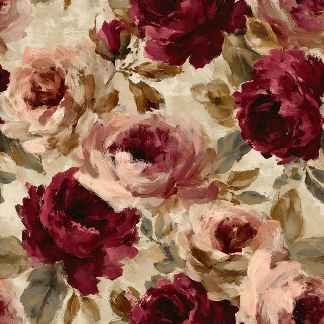 Seamless Rose Pattern Hand Painted Oil Painting